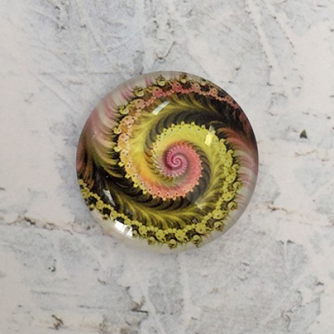 25mm Art Glass Backed Cabochons - Colourful Fractals 4 - Each