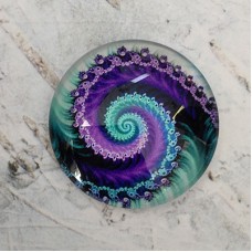 25mm Art Glass Backed Cabochons - Colourful Fractals 5