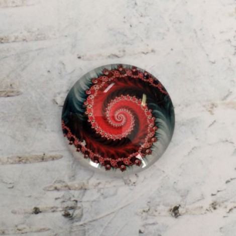 25mm Art Glass Backed Cabochons - Colourful Fractals 8 - Each 25mm Art Glass Backed Cabochons - Colourful Fractals 8 - Each