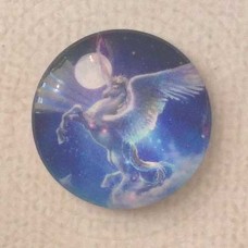 25mm Art Glass Backed Cabochons - Pegasus Horse & Moon