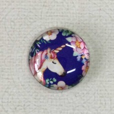 25mm Art Glass Backed Cabochons - Unicorn Design 11 - Each