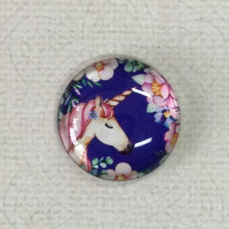 25mm Art Glass Backed Cabochons - Unicorn Design 11 - Each 25mm Art Glass Backed Cabochons - Unicorn Design 11 - Each