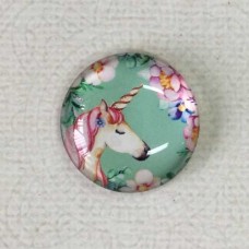 25mm Art Glass Backed Cabochons - Unicorn Design 6 - Each