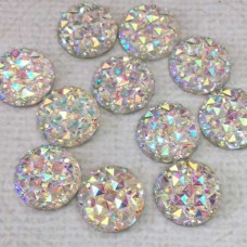 12mm White AB Resin Cabochons