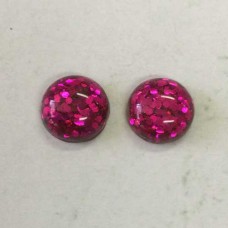 12mm Magenta with Glitter Resin Cabochons - Pack of 10 