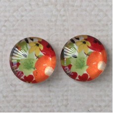 12mm Art Glass Backed Cabochons - Maple Leaf Series 8 - Per Pair