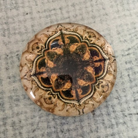 25mm Art Glass Backed Cabochons - Vintage Kaleidescope 7 - Each