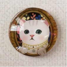 25mm Art Glass Backed Cabochons - Cat Face 23