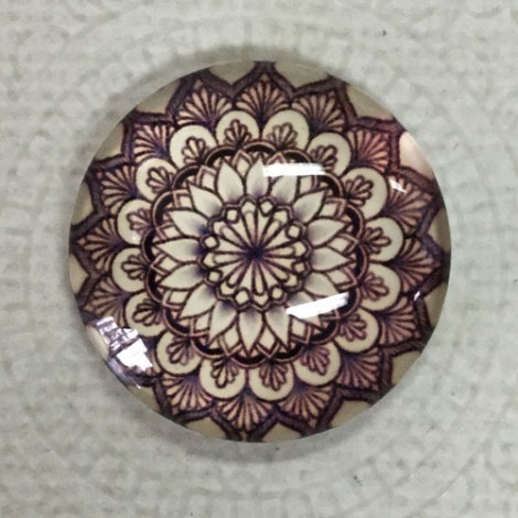 25mm Art Glass Backed Cabochons - Vintage Kaleidescope 11 - Each