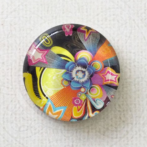 33mm Art Glass Backed Cabochons - Starburst - Each 33mm Art Glass Backed Cabochons - Starburst - Each
