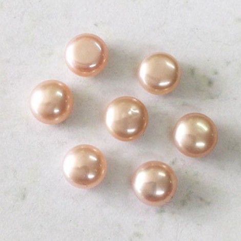 6mm Cultured Pale Peachy-Mauve Pearl Cabochons - Pack of 4 pair