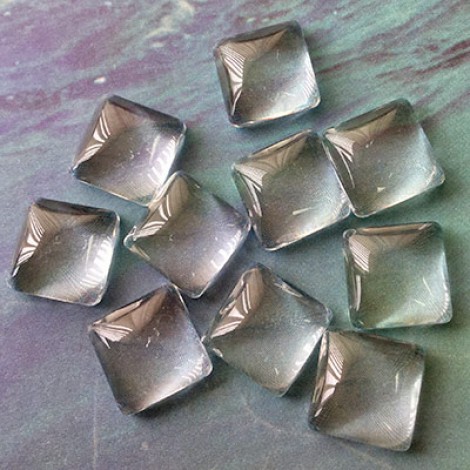 10mm Clear Glass Square Domed Cabochons