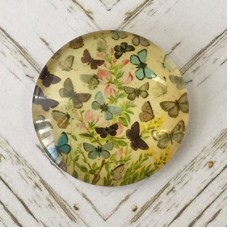 25mm Art Glass Backed Cabochons - Vintage Butterflies - Each