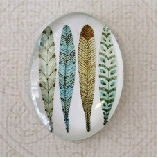 30x40mm Oval Art Glass Cabochons - Four Feathers - each