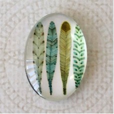 18x25mm Art Glass Oval Glass Cabochons - Four Feathers