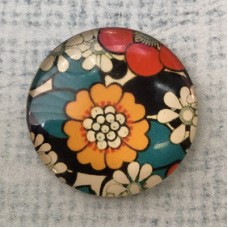 25mm Art Glass Backed Cabochons - Japanese Flowers