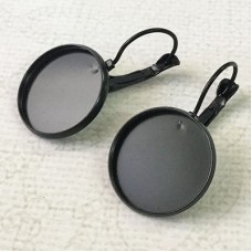 18mm ID Matte Black Plated Leverback Earring Cab Settings