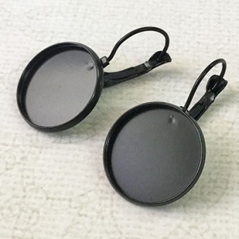 18mm ID Matte Black Plated Leverback Earring Cab Settings