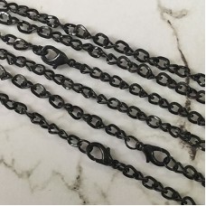 70cm (27.5in) 4x3mm Black Plated Flattened Twisted Curb Chain Necklace