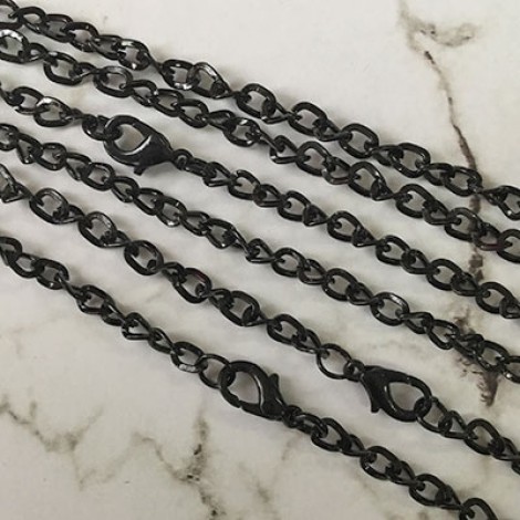 70cm (27.5in) 4x3mm Black Plated Flattened Twisted Curb Chain Necklace