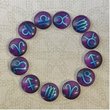 12mm Art Glass Backed Cabochons - Horoscope Zodiac Set 1 - Set of 12