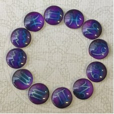 12mm Art Glass Backed Cabochons - Horoscope Zodiac Set 2 - Set of 12