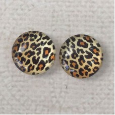 12mm Art Glass Backed Cabochons  - Leopard Spots