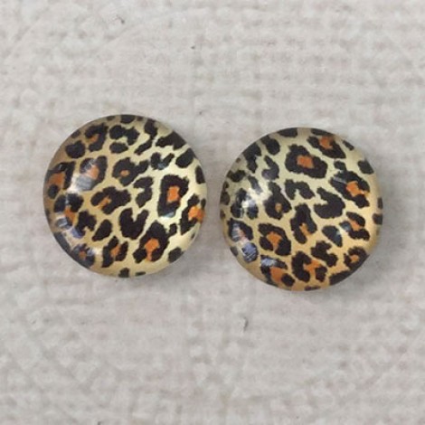 12mm Art Glass Backed Cabochons  - Leopard Spots