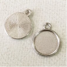 12mm ID Im Rhodium Silver Plated Cabochon Settings - Pack of 10
