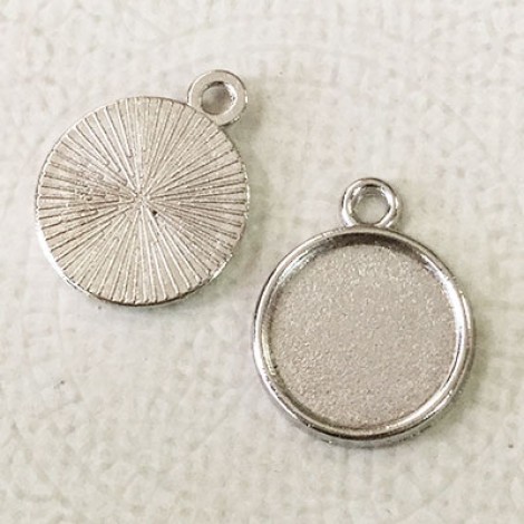 12mm ID Im Rhodium Silver Plated Cabochon Settings - Pack of 10