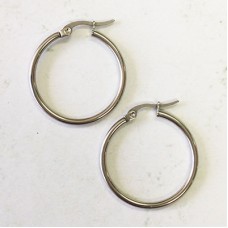30x2mm 304 Stainless Steel Euro Hoop Earrings