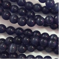 6mm Dark Blue Cats Eye Beads - Strand