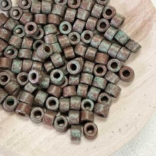6x4mm Greek Ceramic Tube Beads - Turquoise Patina - Bulk Pack (1000 beads)