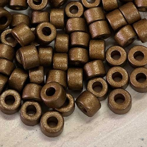 6x4mm Greek Ceramic Tube Beads - Antique Brass - Pack of 20