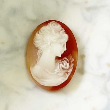 18x13mm Cameo Oval Acrylic Cabochons - Peach + Cream -  Pack of 2