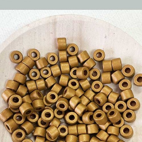 6x4mm Greek Ceramic Tube Beads - Brassy - Pack of 20