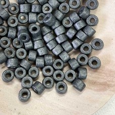 6x4mm Greek Ceramic Tube Beads - Gunmetal - Pack of 20