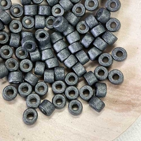 6x4mm Greek Ceramic Tube Beads - Gunmetal - Pack of 20