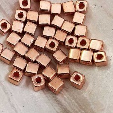 5.5mm Copper Plated Greek Ceramic Little Square Beads - Pack of 10