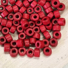 6x4mm Greek Ceramic Mini Tube Beads - Red - Pack of 20