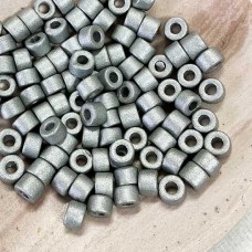6x4mm Greek Ceramic Tube Beads - Silver Earthy - Pack of 20