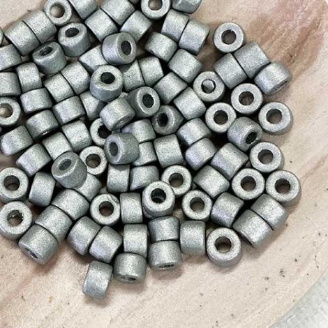 6x4mm Greek Ceramic Tube Beads - Silver Earthy - Pack of 20 6x4mm Greek Ceramic Tube Beads - Silver Earthy - Pack of 20
