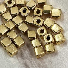 5.5mm 24K Gold Plated Greek Ceramic Little Square Beads - Pack of 10
