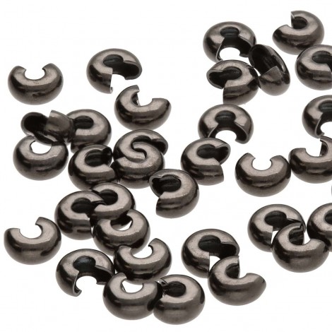 5mm Beadsmith Black Plated Nickel Free Crimp Covers - Pack of 72