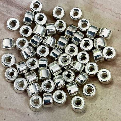 6x4mm Fine Silver Plated Greek Ceramic Tube Beads - Pack of 10