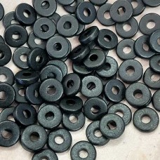 8x2-3mm Round Washer Greek Ceramic Beads with 2mm hole - Black - Pack of 50