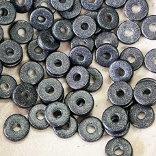 8x3mm Greek Ceramic Washers - Gunmetal - Pack of 50