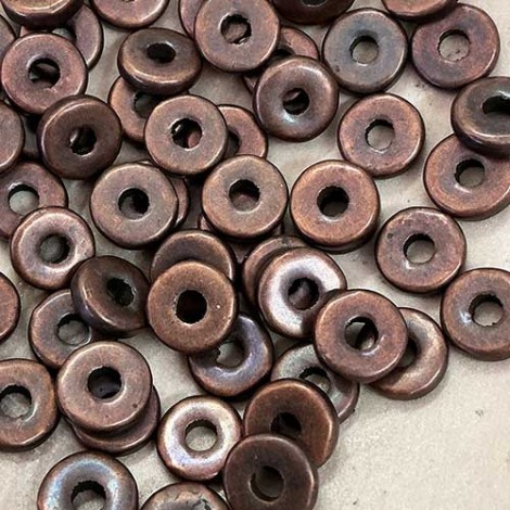 8mm Greek Ceramic Washers - Bronze Patina - Pack of 10