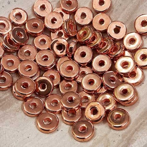 8mm Greek Ceramic Washer Beads - Copper Plated - Pack of 10