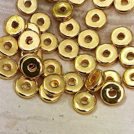 8mm Greek Ceramic Washer Spacers - 24K Gold Plated - Pack of 10